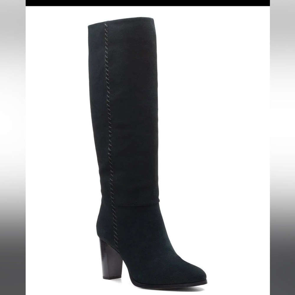 CLARKS Black Suede High Heel Boots